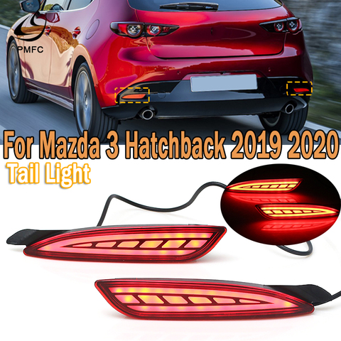 PMFC LED Rear Bumper Brake Light Dynamic Turn Signal Light Reflector Stop Driving Lamp Fog Lamp For Mazda 3 Hatchback 2022 ► Photo 1/6