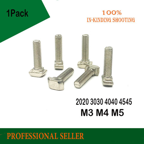 2022 3030 4040 4545 Series M3 M4 M5 M6 M8 *10/12/16/20/25mm Hammer Head T Bolt Nickel Plated For Aluminum Profile T-slot t screw ► Photo 1/4