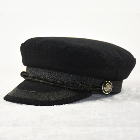 Large size navy cap small head flat hat felt army hat big bone men wool plus sizes military caps 52-55cm 55-57cm 58-60cm 60-63cm ► Photo 1/4