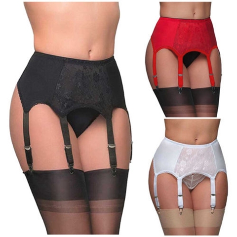 6 Straps Suspender Belt Sexy Garter Belt Vintage High Waist Garter Belt Temptation Mesh Garter Wedding Punk Black/White/Red ► Photo 1/6