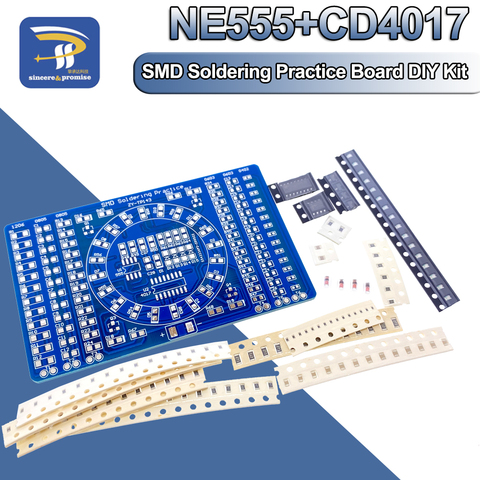 NE555 Rotating LED SMD Soldering Practice Skill Training Board DIY Kits CD4017