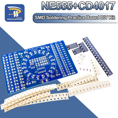 SMD NE555 CD4017 Rotating Flashing LED Components Soldering Practice Board Skill Electronic Circuit Training Suite DIY Kit ► Photo 1/6