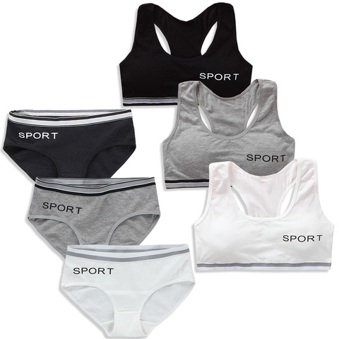 Teens Girls Sports Bra Puberty Gym Underwear Wireless Teenager  Training Bra Set ► Photo 1/6