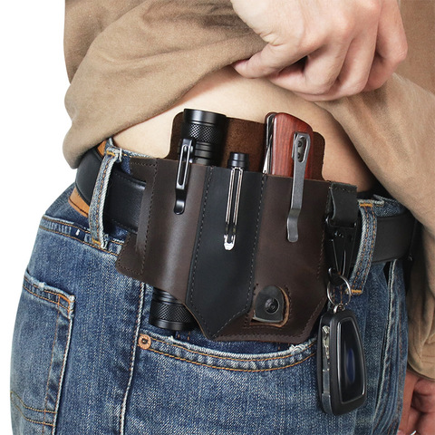 Tactical Multifunction Belt  New Multitool Leather Sheath Pocket Portable Muti-tool Storage Bag For Hunting Camping ► Photo 1/6