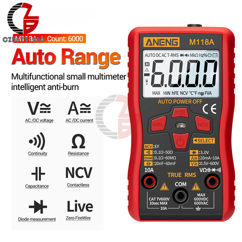 M118A AC/DC True RMS Digital Multimeter Voltmeter Ammeter Voltage Current Meter Amp Ohm Resistance Tester ► Photo 1/6