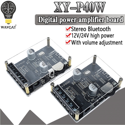 Bluetooth 5.0 stereo audio power amplifier board 40Wx2 Bluetooth receiver DC 12/24V supply XY-P40W ► Photo 1/6