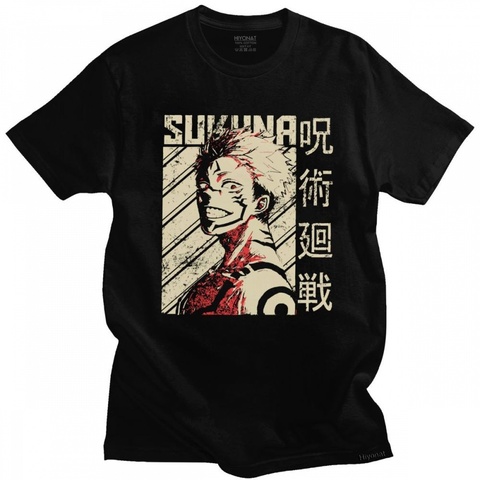 Vintage Jujutsu Kaisen Tshirt Men Short-Sleeve Anime Manga T-shirt Ryomen Sukuna T Shirt Cotton Harajuku Streetwear Tee Top Gift ► Photo 1/1