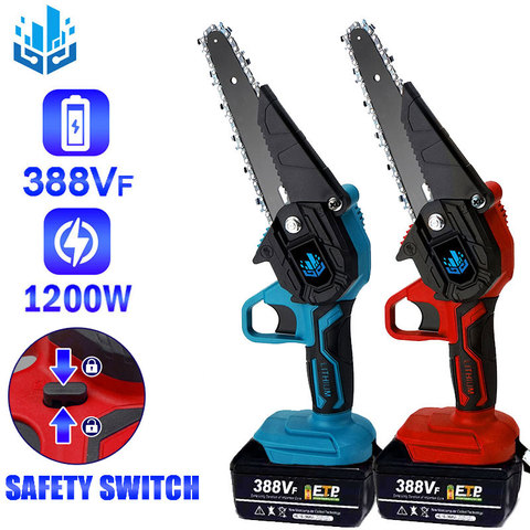 388Vf 6 Inch 1200W Wireless Electric Chainsaw 4 Inch 1000W Mini Pruning Electric Saw Safety Switch Device for Makita 18V Battery ► Photo 1/6
