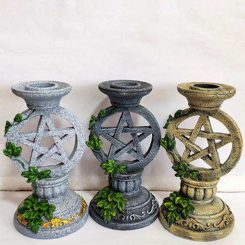 Altar Candlestick Ceremony Candle Holder set Witchcraft Props Table Decoration Goddesses Kore Pentagram Candelabrum Religion ► Photo 1/6