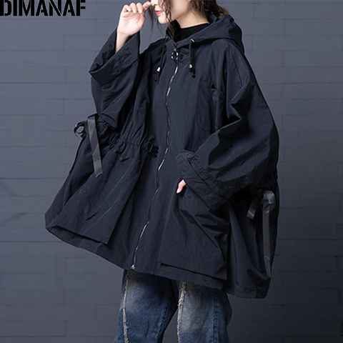 DIMANAF Women Bomber Jacket Coat Big Size 2022 Autumn Winter Vintage Female Outerwear Loose Big Size Long Sleeve Hooded Clothes ► Photo 1/6