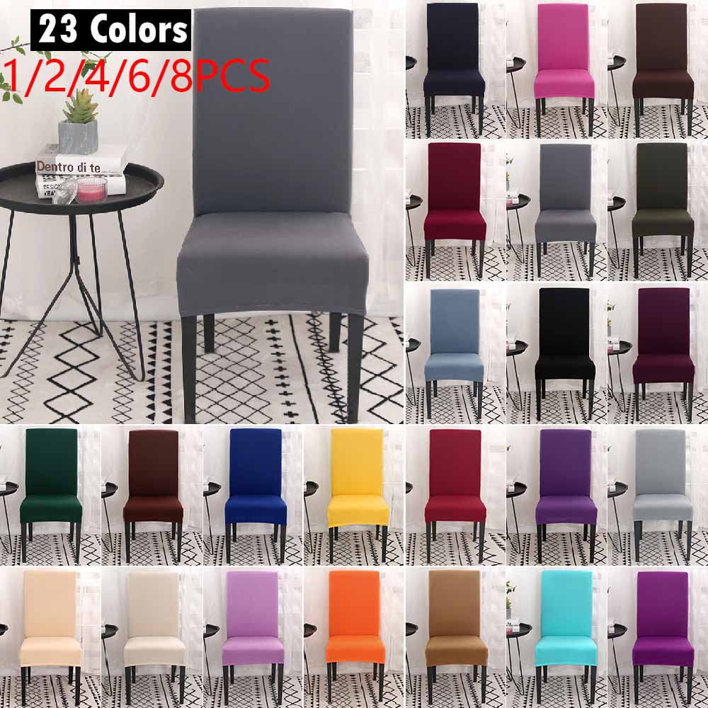 1/2/4/6 Wedding Banquet Chair Covers Spandex Stretch Seat Slipcovers Dining Room 