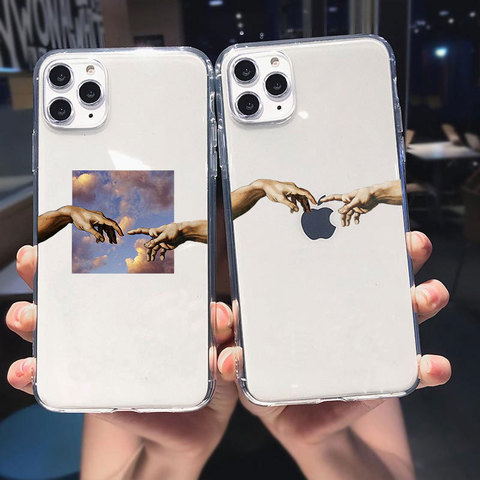 Funny Hand Creation of Adam Cell Phone Case for iPhone 11 12 Pro Max SE 2022 6s 7 8 Plus X XS XR XS Max Art Fresco Michelangelo ► Photo 1/6