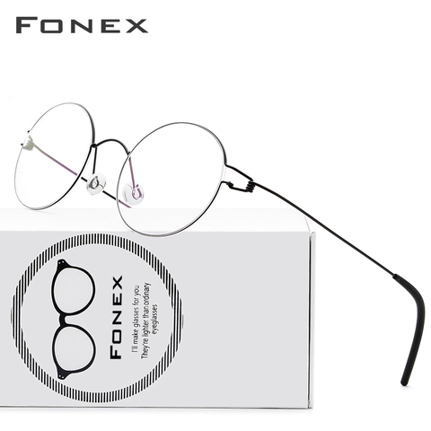 FONEX Screwless Eyewear Prescription Eyeglasses Frame Women Round Myopia Optical Denmark Korean Glasses Frame Men Titanium 98607 ► Photo 1/6