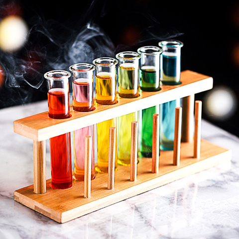 6 Piece Lot Test Tube Cocktail Glass Set With Free Rack Stand Bar KTV Night Club Home Party Shot Glasses Tipsy Holder Wine Cup ► Photo 1/6