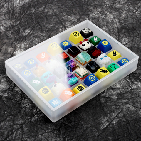 DIY Acrylic Storage Box For OEM Orignal Profile Keycaps 2cm 7x5 Lattice Partition Creative 3D Metal Resin Keycap Display Case ► Photo 1/1