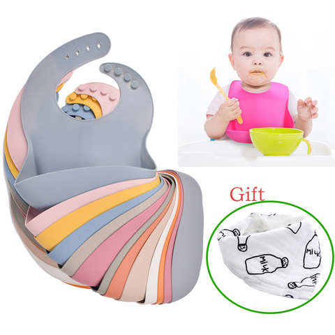 1PC New Toddler Silicone Bibs Baby Kids Girls Boys Soft  Waterproof Saliva Solid Lunch  Feedings Bibs baby Silicone Bib Aprons ► Photo 1/6