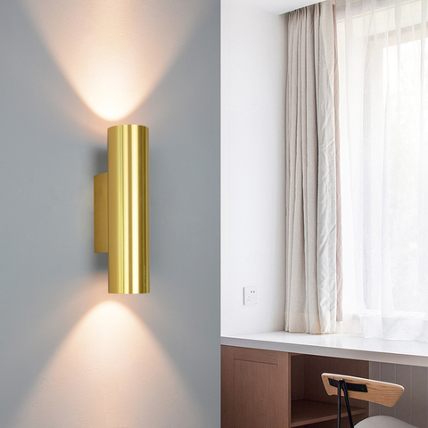 Led wall lamps indoor hotel bedside COB 12W golden wall light bedroom stair wall sconces golden decorative modern wall lamp ► Photo 1/6