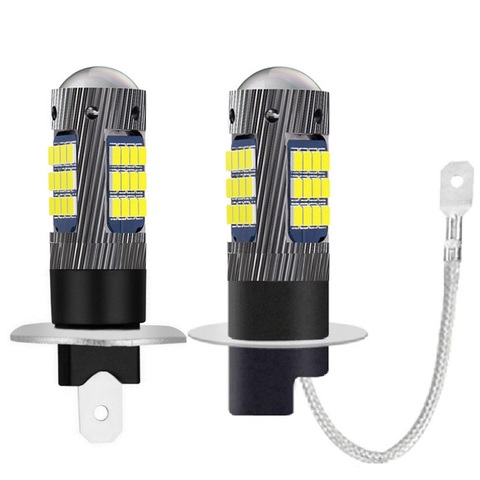 2PCS H1 H3 High Quality Led Car Front Fog Lamps H27W Anti Fog Bulbs Auto Driving Running Light Foglamps 6000K Super White 12V ► Photo 1/6