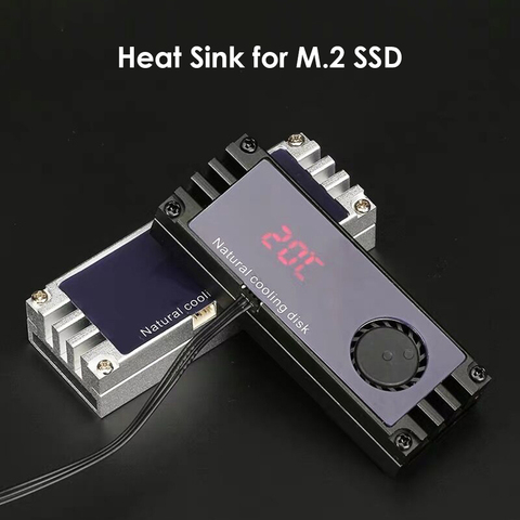 SSD Heatsink Cooler Digital Temp Display Household with Turbo Fan Sets M2 Computer Safety Parts for NVMe M.2 SSD ► Photo 1/6