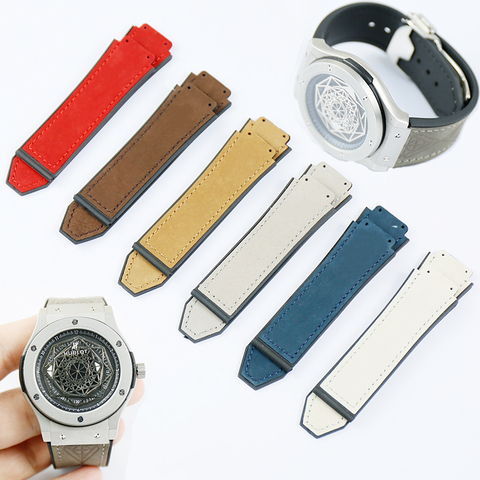 Watch Accessories Scrub Leather Strap Men Applicable to for HUBLOT Hublot explosion Waterproof strap Multicolor 19*25 ► Photo 1/6