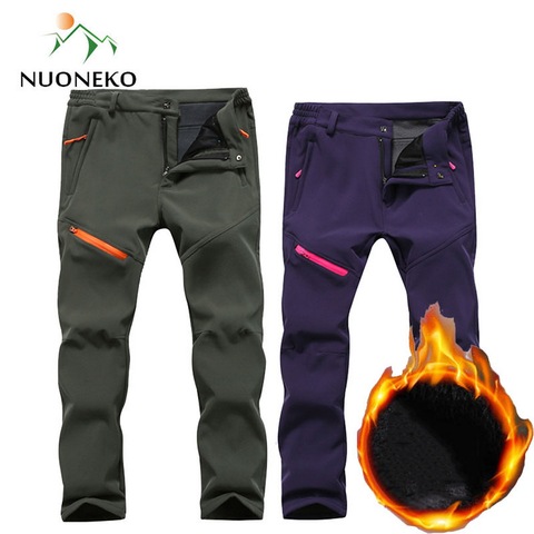 NUONEKO Hiking Pants Mens Winter Waterproof Softshell Warm Fleece Pants Women Sport Outdoor Skiing Camping Trekking Hombre PM36 ► Photo 1/6