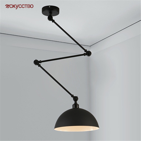 Nordic Modern Retractable Folding Pipe Pendant Lights For Dining Room Table Study Bedroom Lighting Fixture Led Industrial Lamp ► Photo 1/6