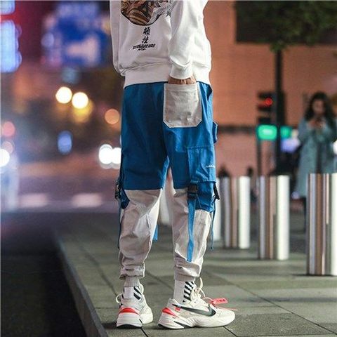 NEW Hot Side Pockets Pencil Pants Mens Hip Hop Patchwork Cargo Ripped Sweatpants Joggers Trousers Male Fashion Full Length Pants ► Photo 1/4