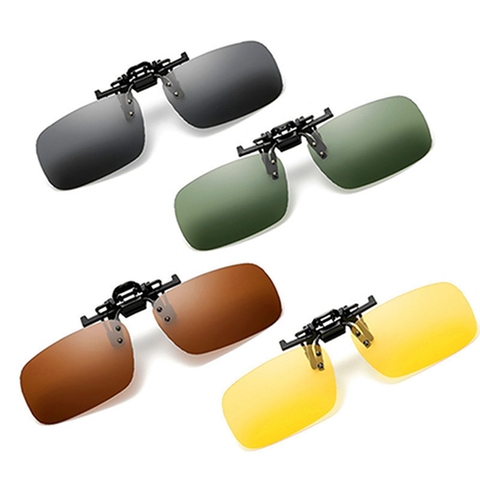 New Polarized Clip On Sunglasses Driving Night Vision Lens Sun Glasses Male Anti UVA UVB With Case Car Accessories Styling ► Photo 1/6