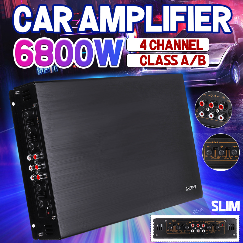 6800W 12V 1700W* 4 Car Channel Aluminum Powerful Car Audio Amplifier Bass AMP Stereo Surround 20Hz~20KHz ► Photo 1/6