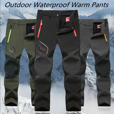 Men Winter Waterproof Pants 2022 Casual Trekking Hiking Mens Trousers Warm Plus Size Camping Climb Run Male Outdoor Pants ► Photo 1/6