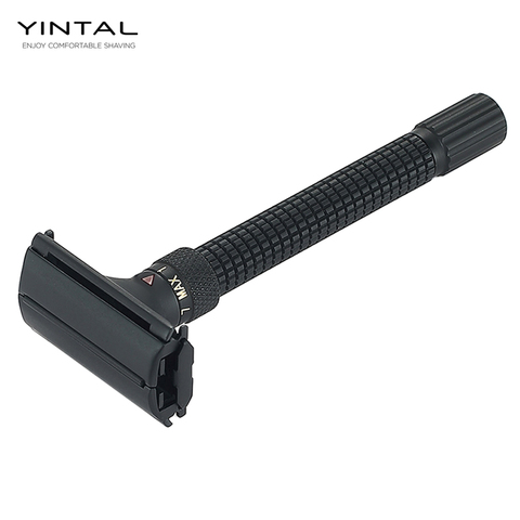 YINTAL New Adjustable Butterfly Open Double Edge Safety Razor Matte BLACK Brass Razors Designed By WEISHI ► Photo 1/6