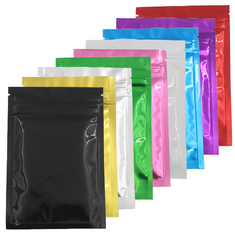 Multi Size 100pcs Retail Colorful Heat Sealable Food Storage Zip Bag Small Aluminum Foil Plastic Zip Lock Packaging Bags Pouches ► Photo 1/6