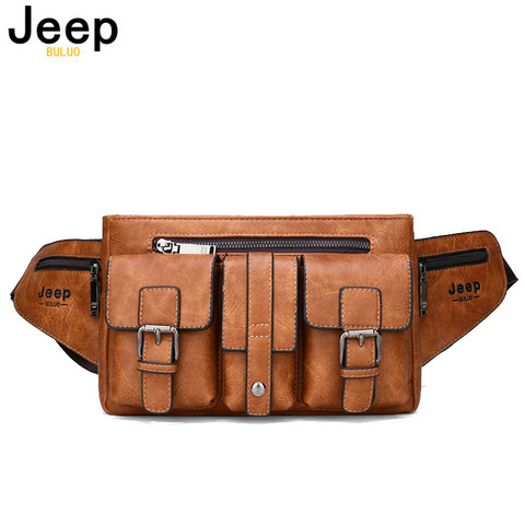 JEEP BULUO Men's Waist Belt Crossbody Bag Brand Messenger Bags Hiking Leather Chest Phone Bag ► Photo 1/6