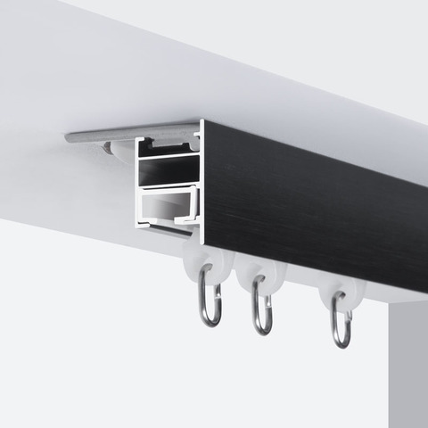 New Light Champagne Tightness Design Nami Strip Silencing Tracks Double-Deck Aluminium Alloy Curtain Rails and Seal Four Colors ► Photo 1/6