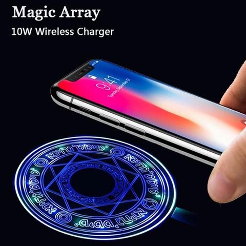 10W Glowing Magic Array Universal Qi Fast Charging Wireless Charger for iPhone Charger Magic Array Wireless Charger ► Photo 1/6