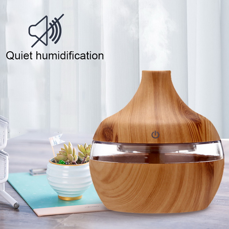 Electric Air Humidifier USB Ultrasonic Aroma Oil Diffuser LED Wood Mist Maker 