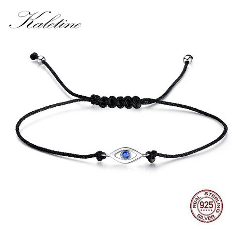 KALETINE Evil Eye Bracelet Pure 925 Sterling Silver Bracelets for Women Blue CZ Turkey Men Jewelry Black Adjustable Rope Chain ► Photo 1/6