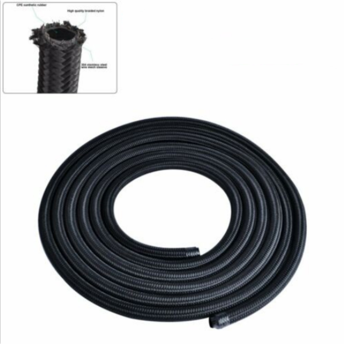 3/5/8/10/20FT AN4 AN6 AN8 AN10 Fuel Hose Oil Gas Cooler Hose Line Pipe Tube  Nylon Stainless Steel Braided Inside CPE Rubber - Price history & Review