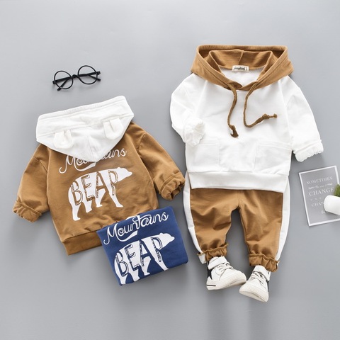Kids Clothes Baby Boys Costume Long sleeve Hooded Tracksuit Tops Pants Children spring Boys Outfits Baby Set infantil Newborn ► Photo 1/6