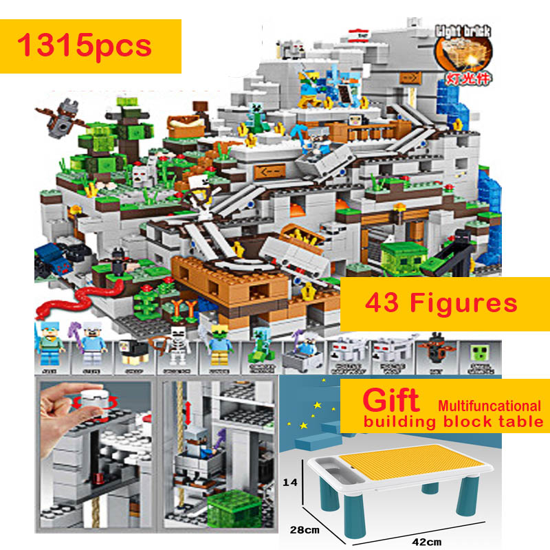 New 1315PCS Building Blocks Model Set My world The Mountain Cave For Kids Bricks 