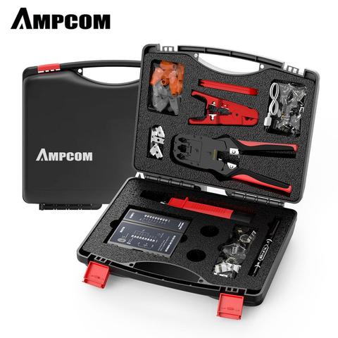 Network Tool Kit, AMPCOM 12 in 1 Professional Portable Ethernet Computer Maintenance LAN Cable Tester Repair Set ► Photo 1/6