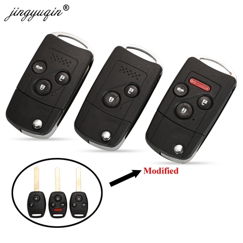 jingyuqin Car Remote Key Shell Fob For HONDA ACCORD ELEMENT CR-V HR-V CITY JAZZ ODYSSEY CIVIC 2/3/4 BTN Modified Flip Key Case ► Photo 1/6