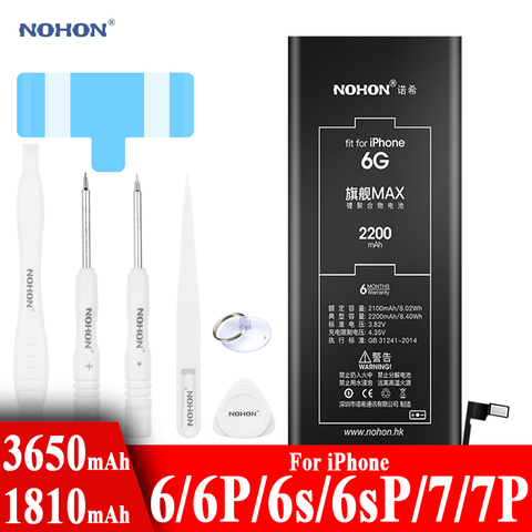 Nohon Mobile Battery For Apple iPhone 6 6s 7 Plus 6P 6sP 7P iPhone6 1810mAh-3650mAh Bateria +Tools For iPhone 6 7 Plus Batteries ► Photo 1/6