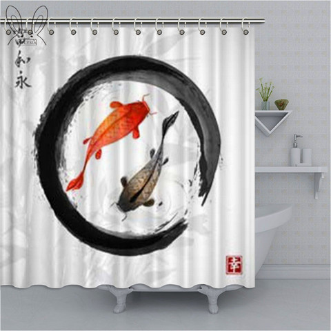 Zen Circle Fabric Bathroom Curtains Set, Black History Shower Curtain