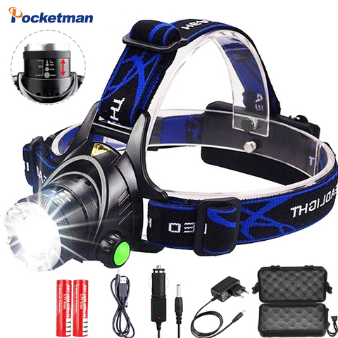 Headlamps 12000lumens Led Headlamp L2/T6 Zoomable Headlight Head Torch Flashlight Head lamp by 18650 battery for Fishing Hunting ► Photo 1/6