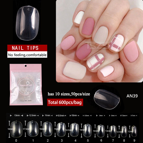 1bags/lot 500pcs salon full cover ABS Clear transparent kid false nail tips Children Acrylic Nail Art Tips fake false nails ► Photo 1/6