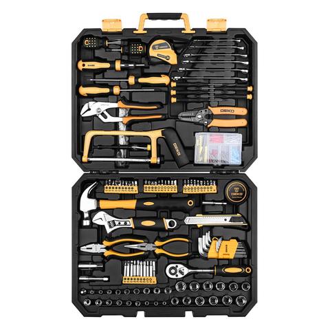 DEKO DKMT198 Socket Wrench Tool Set Auto Repair Mixed Tool Combination Package Hand Tool Kit with Plastic Toolbox Storage Case ► Photo 1/5
