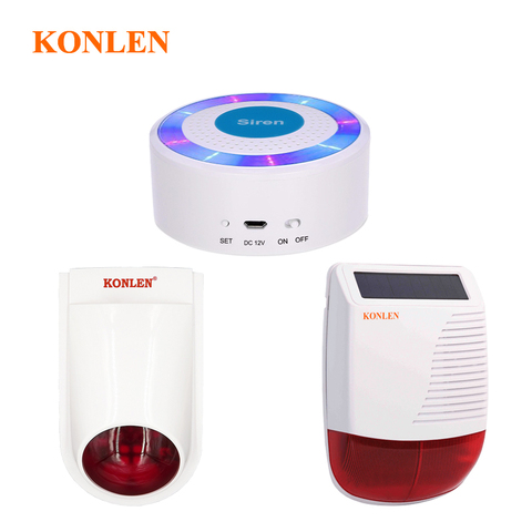 KONLEN Wireless Indoor Outdoor Strobe Solar Siren 433MHZ For 2G 4G WIFI H25 H26 H36 Tuya Smart Home Alarm System Security ► Photo 1/6