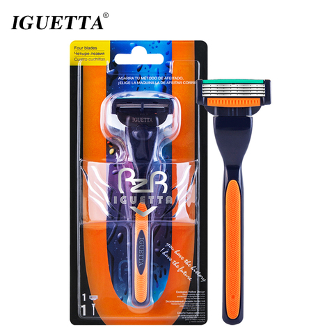 RZRIGUETTA Razor Men Quality Steel Blade 4 Layer Razor Blade Cartridge Shaving Razor For Men Beard Body Hair Remover Hollow-Out ► Photo 1/1