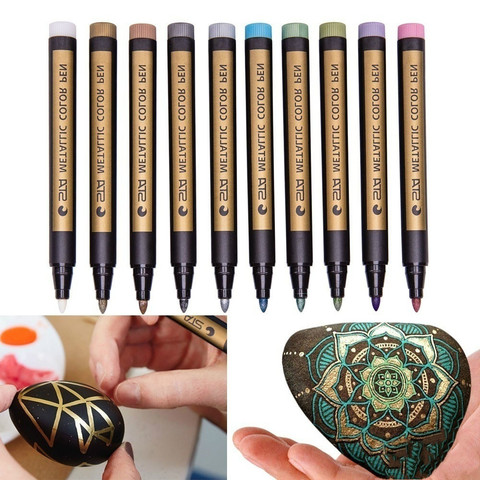 10 Colors Fine Metallic Markers Paints Pens Art Permanent Writing Markers for Photo Album Gift Card DIY Craft Kids stationery ► Photo 1/6